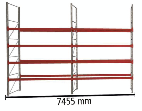 META Palettenregal MULTIPAL für 40 Paletten, 7455 mm breit, 5 Lagerebenen