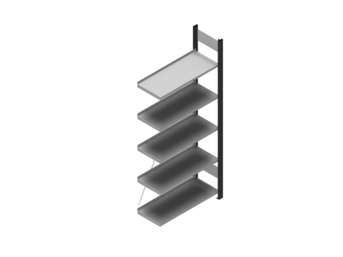 hofe Akten-Steckregal Anbaufeld, 5 Böden, RAL7016 Anthrazitgrau / RAL9006 Weißaluminium