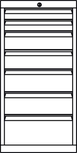 PAVOY Schubladenschrank Basis Plus RAL7035, 7 Schublade(n), RAL7035 Lichtgrau/RAL7035 Lichtgrau Technische Zeichnung 1 L