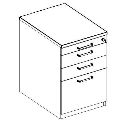 Nowy Styl Standcontainer E10 mit Schubladen Technische Zeichnung 1 L