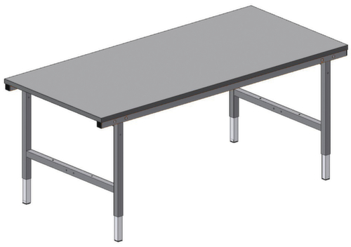 Rocholz Höhenverstellbarer Packtisch, Breite x Tiefe 2000 x 920 mm Technische Zeichnung 1 L