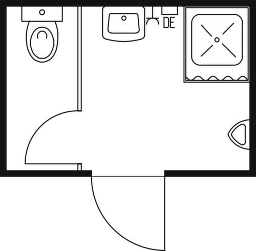 Säbu Dusch-/Toilettencontainer FLADAFI®, Höhe x Breite x Tiefe 2500 x 3020 x 2170 mm Technische Zeichnung 1 L