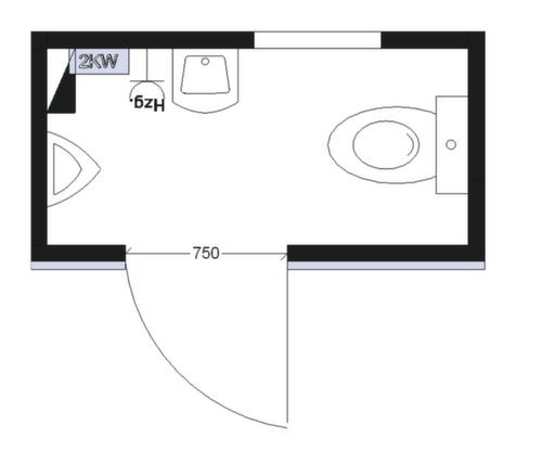 Säbu Toilettencontainer FLADAFI®, Höhe x Breite x Tiefe 2500 x 2100 x 1140 mm Technische Zeichnung 1 L