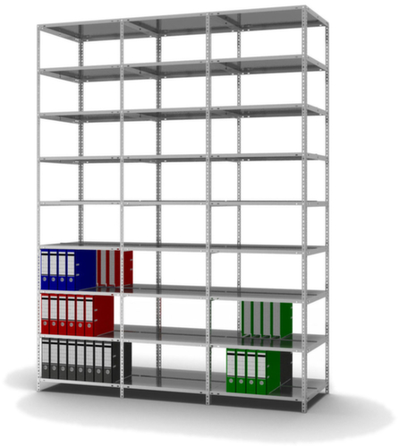 hofe Akten-Schraubregal Anbaufeld, 9 Böden, mit korrosionsschützender Zinkbeschichtung Standard 3 L