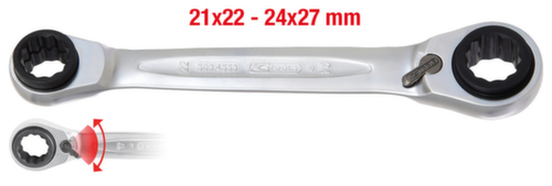 KS Tools 4 in 1 GEARplus umschaltbar Doppel-Ratschenringschlüssel Standard 2 L