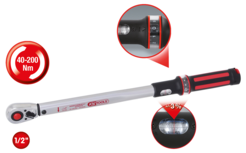 KS Tools 1/2" ERGOTORQUE®precision Ratschen-Drehmomentschlüssel Standard 2 L