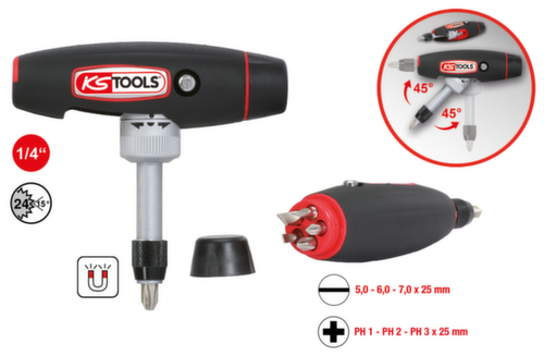 KS Tools 1/4" T-Griff Ratschen-Bit-Schraubendreher Standard 2 L