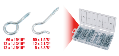 KS Tools Sortiment Haken- und Ösenschrauben Standard 3 L