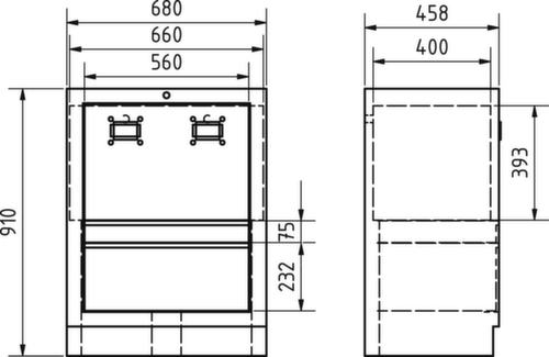 KRAFTWERK® MOBILIO Unterschrank für Kabelaufroller Technische Zeichnung 1 L