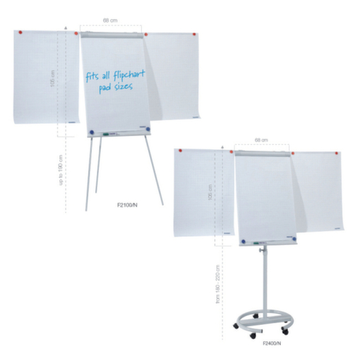 Franken Mobiles Flipchart, Höhe 1800 - 2200 mm Standard 2 L