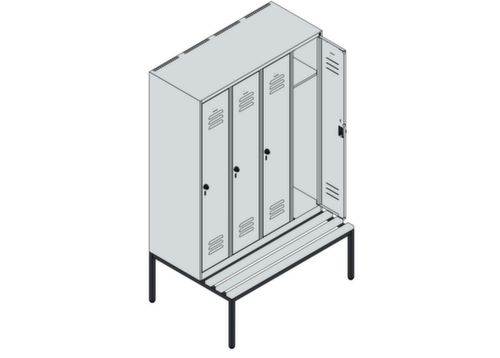 C+P Spind Classic Plus mit Sitzbank, Abteilbreite 300 mm Technische Zeichnung 1 L