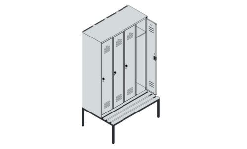 C+P Spind Classic Plus mit Sitzbank, Abteilbreite 300 mm Technische Zeichnung 1 L