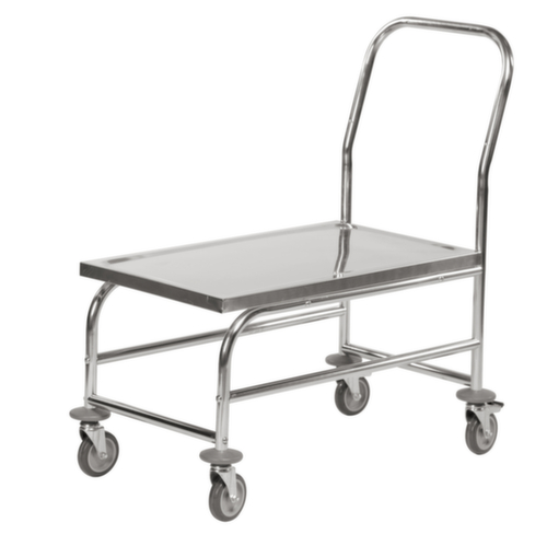 Edelstahl-Schiebebügelwagen, Traglast 100 kg, Ladefläche 735 x 390 mm