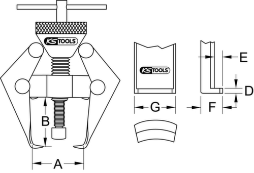 KS Tools Polklemmen-Wischarm-Abzieher 2armig Technische Zeichnung 1 L