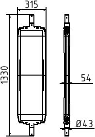 Schake Bake, Höhe x Breite 1330 x 315 mm Technische Zeichnung 1 L