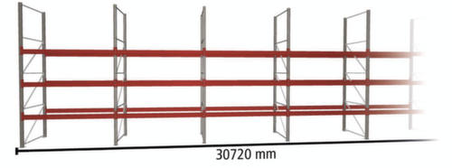 META Palettenregal MULTIPAL für 132 Paletten, 30720 mm breit, 4 Lagerebenen