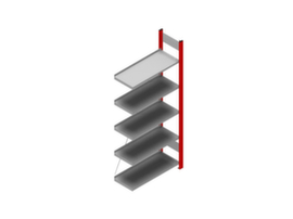 hofe Akten-Steckregal Anbaufeld, 5 Böden, RAL3000 Feuerrot / RAL9006 Weißaluminium