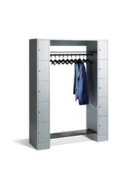 C+P Schließfach-Garderobe Classic lichtgrau mit 10 Fächern + Hutablage + Schuhrost, Breite 1430 mm