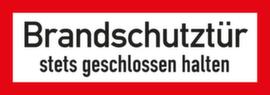 Brandschutzschild "Brandschutztür stets geschlossen halten", Aufkleber, Standard