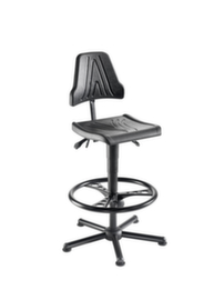 meychair Hoher Arbeitsstuhl Workster Allround W9-H-PU-FR7 mit PU-Sitz, Sitz PU-Schaum schwarz, mit Gleitern