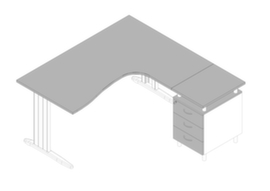 Quadrifoglio Büro-Set Practika mit 1 Schreibtisch, 1 Standcontainer