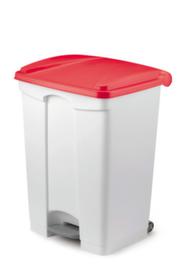 Tretabfalleimer gemäß HACCP, 45 l, weiß, Deckel rot