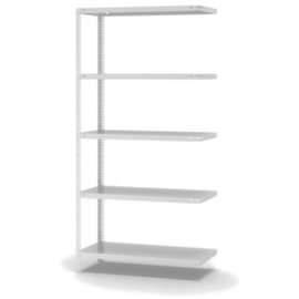 hofe Schraubregal Anbaufeld, 5 Böden, RAL7035 Lichtgrau