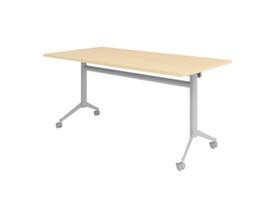 Fahrbarer Klapptisch, Höhe x Breite x Tiefe 750 x 1600 x 800 mm, Platte Ahorn