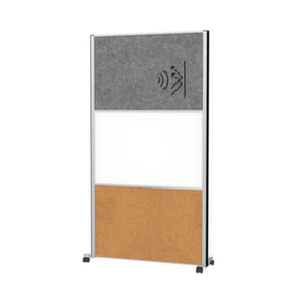 MAUL Stellwand-Tafel MAULconnecto, Höhe x Breite 1800 x 1000 mm, Wand dunkelgrau/weiß/braun