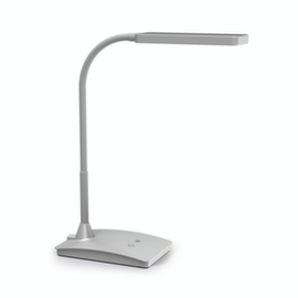 MAUL Kompakte LED-Schreibtischleuchte MAULpearly colour vario mit einstellbarer Farbtemperatur, Licht tageslicht- bis warmweiß, silber