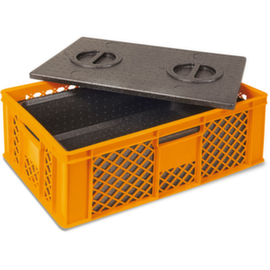 Stapelbehälter mit Isolierbox, orange, Inhalt 20 l, Auflagedeckel für Isolierbox