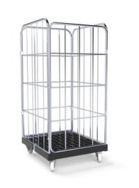 Rollbehälter BASICline mit 3 Wänden und Tür, Traglast 500 kg, Länge x Breite 845 x 724 mm