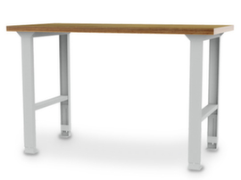 Bedrunka + Hirth Höhenverstellbare Werkbank mit Bucheplatte, RAL7035 Lichtgrau