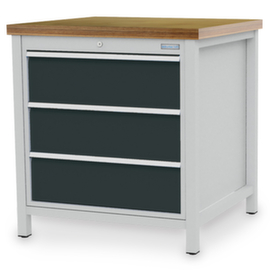 Bedrunka + Hirth Kastenwerkbank, 3 Schubladen, RAL7035 Lichtgrau/RAL7016 Anthrazitgrau