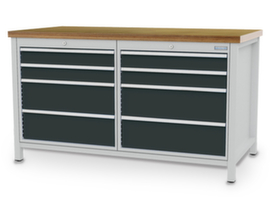 Bedrunka + Hirth Kastenwerkbank, 8 Schubladen, RAL7035 Lichtgrau/RAL7016 Anthrazitgrau