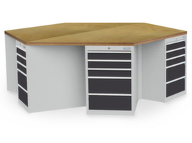 Bedrunka + Hirth Gruppenwerkbank, 30 Schubladen, RAL7035 Lichtgrau/RAL7016 Anthrazitgrau