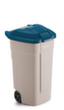 Rubbermaid Mülltonne, 100 l, beige, Deckel blau