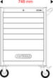 KS Tools ECOline SCHWARZ/ROT Werkstattwagen mit 7 Schubladen und 215 Premium-Werkzeugen Technische Zeichnung 4 S