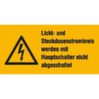 Warnkombischild SafetyMarking® "Licht- und Steckdosenstromkreis werden mit Hauptschalter nicht abgeschaltet"