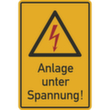Warnschild SafetyMarking® Spannungszeichen, "Anlage unter Spannung"