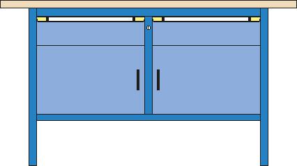 Thurmetall Werkbank, 2 Schubladen, 2 Schränke Technische Zeichnung 1 ZOOM