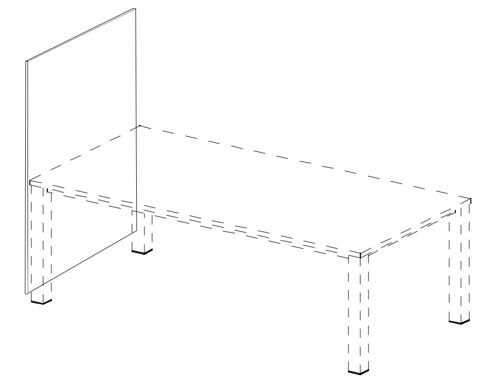 Nowy Styl Thekenblende E10 für Schreibtisch, Breite 800 mm Technische Zeichnung 1 ZOOM