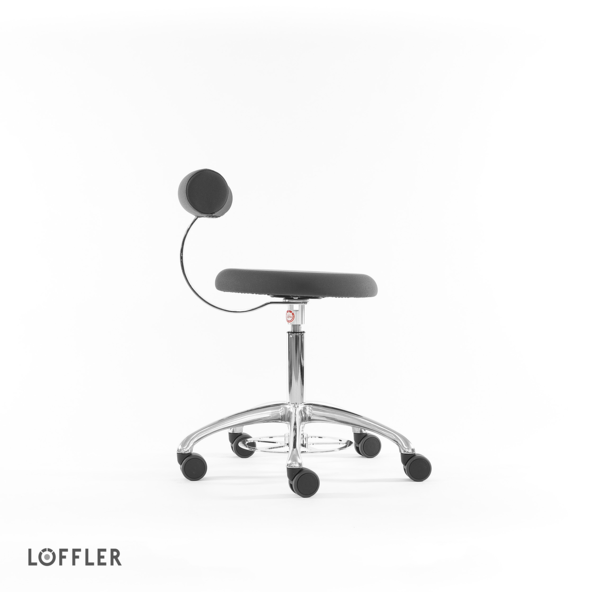 Löffler Hocker Aogo, Sitz grau, Rollen Standard 3 ZOOM