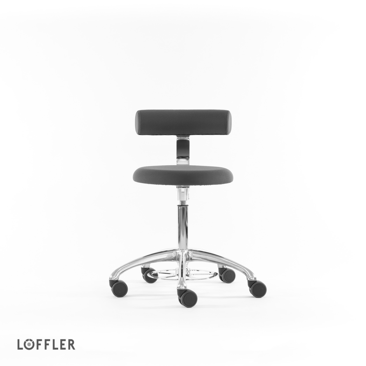 Löffler Hocker Aogo, Sitz grau, Rollen Standard 2 ZOOM