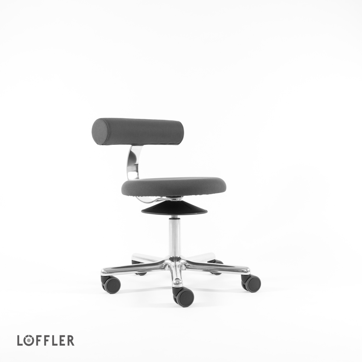 Löffler Hocker Aogo, Sitz grau, Rollen Standard 2 ZOOM