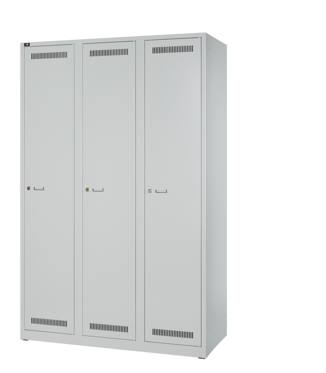 Bisley Garderobenschrank Light lichtgrau mit 3 Abteilen, Abteilbreite 300 mm Standard 3 ZOOM