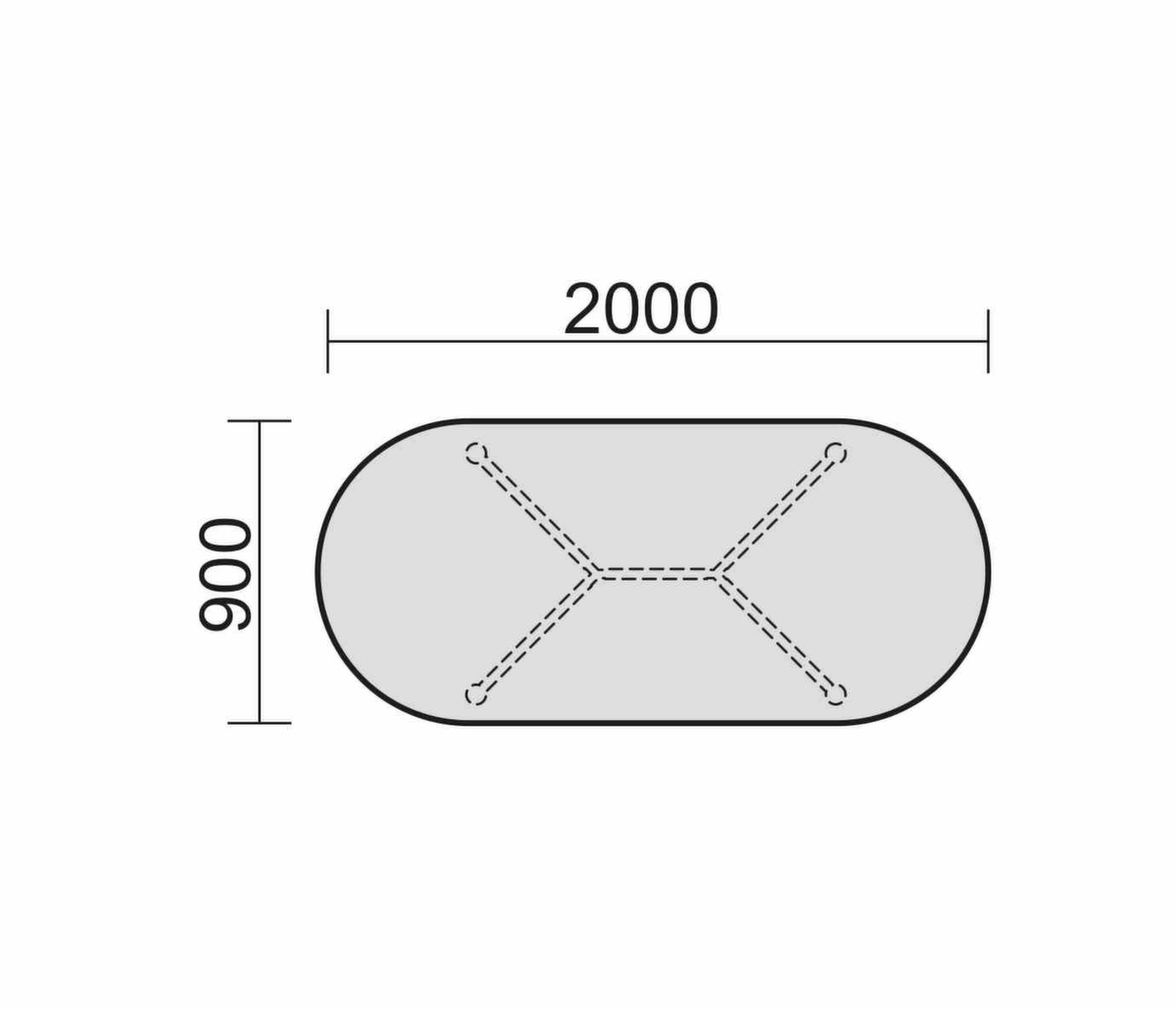 Gera Konferenztisch Basis, Breite x Tiefe 2000 x 900 mm, Platte Buche Technische Zeichnung 2 ZOOM