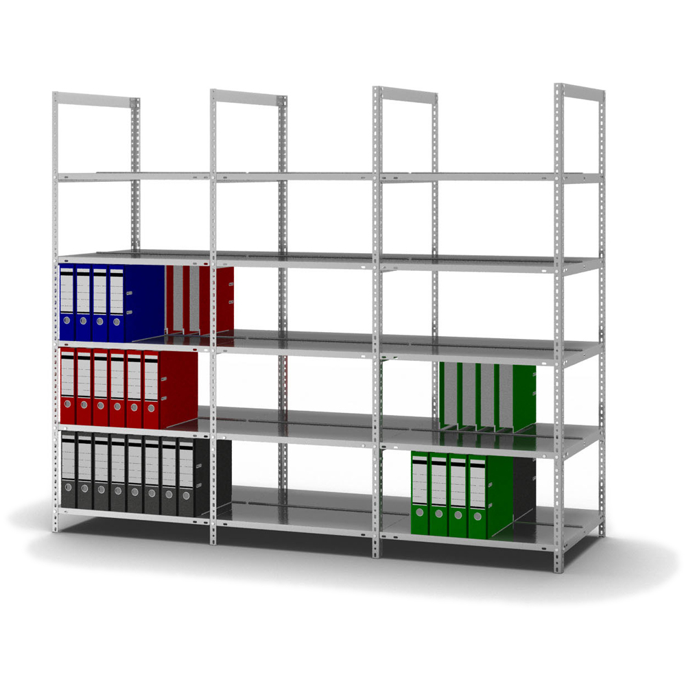 hofe Akten-Schraubregal Anbaufeld zur beidseitigen Nutzung, 5 Böden, mit korrosionsschützender Zinkbeschichtung Standard 3 ZOOM