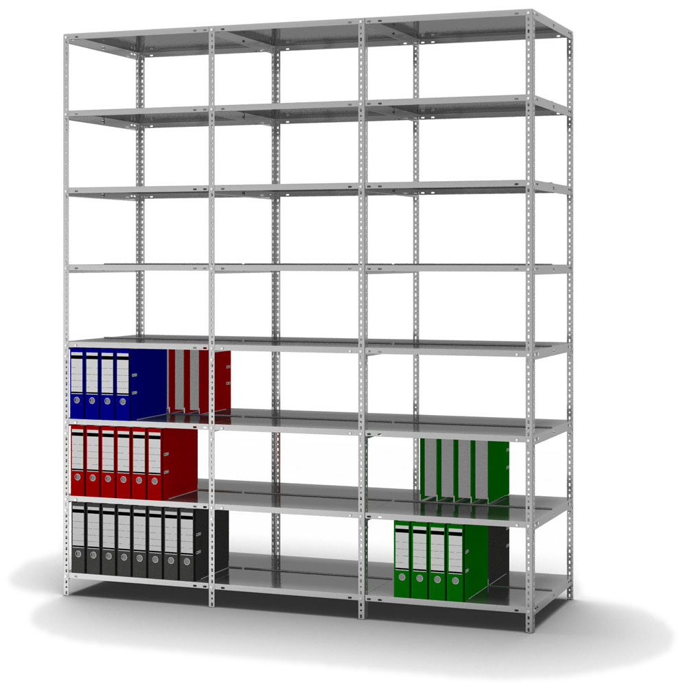 hofe Akten-Schraubregal Anbaufeld zur beidseitigen Nutzung, 7 Böden, mit korrosionsschützender Zinkbeschichtung Standard 3 ZOOM