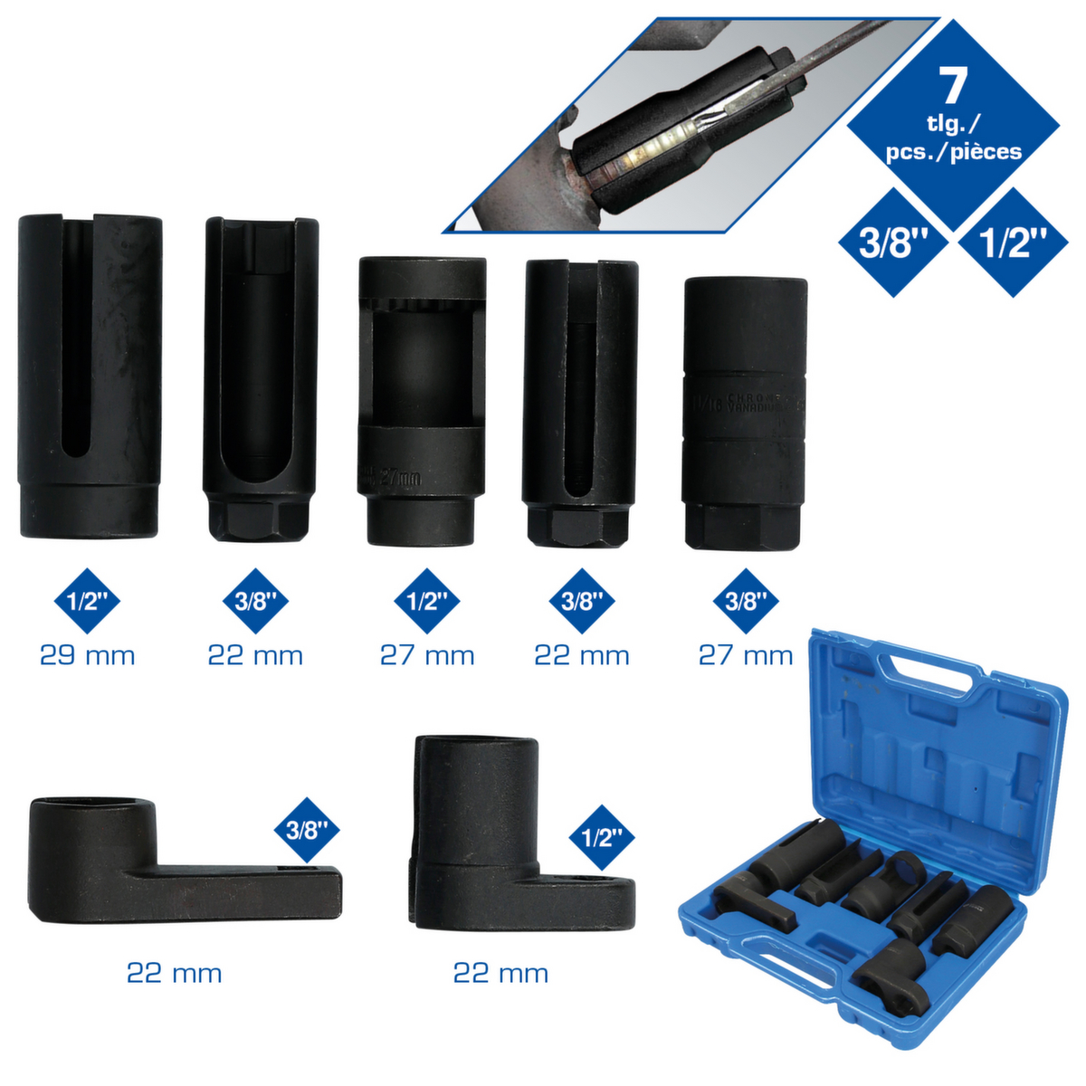 Brilliant Tools Lambdasonden und Sensoren-Stecknuss-Satz Standard 2 ZOOM